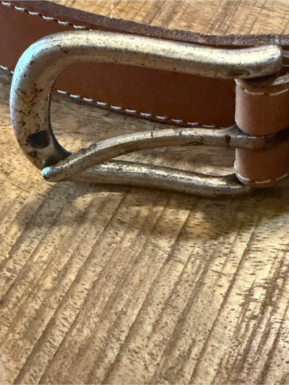 USA Made Brown Leather Belt Southwestern Italian Buckle Embellishment Medium